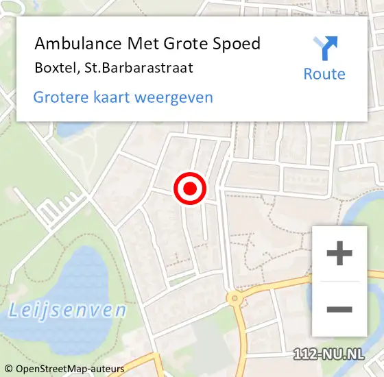 Locatie op kaart van de 112 melding: Ambulance Met Grote Spoed Naar Boxtel, St.Barbarastraat op 23 december 2015 08:10