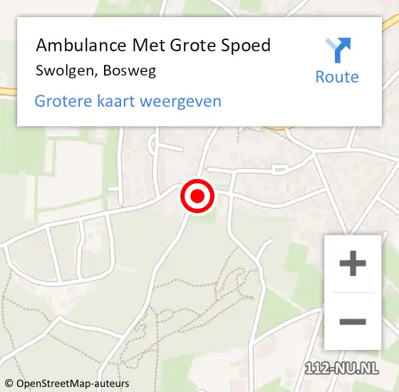 Locatie op kaart van de 112 melding: Ambulance Met Grote Spoed Naar Swolgen, Bosweg op 23 december 2015 10:16