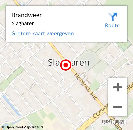 Locatie op kaart van de 112 melding: Brandweer Slagharen op 14 september 2013 13:45