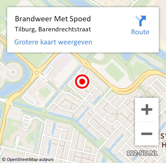 Locatie op kaart van de 112 melding: Brandweer Met Spoed Naar Tilburg, Barendrechtstraat op 23 december 2015 11:11