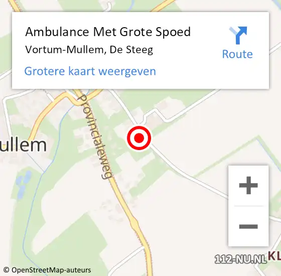 Locatie op kaart van de 112 melding: Ambulance Met Grote Spoed Naar Vortum-Mullem, De Steeg op 1 december 2013 03:32