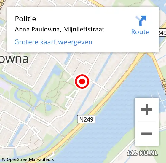 Locatie op kaart van de 112 melding: Politie Anna Paulowna, Mijnlieffstraat op 23 december 2015 11:56