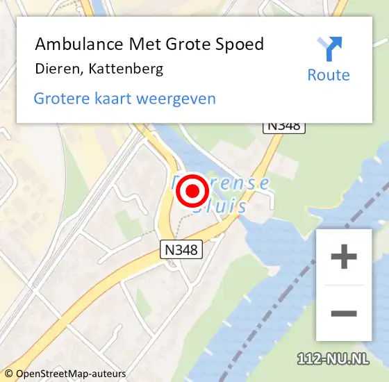 Locatie op kaart van de 112 melding: Ambulance Met Grote Spoed Naar Dieren, Kattenberg op 23 december 2015 12:33