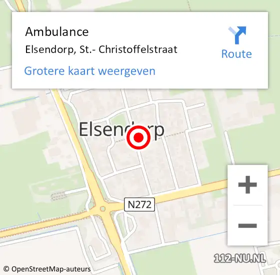 Locatie op kaart van de 112 melding: Ambulance Elsendorp, St.- Christoffelstraat op 23 december 2015 12:35