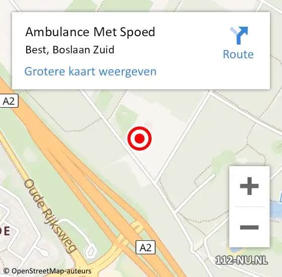 Locatie op kaart van de 112 melding: Ambulance Met Spoed Naar Best, Boslaan Zuid op 23 december 2015 12:45