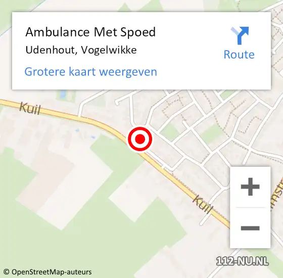 Locatie op kaart van de 112 melding: Ambulance Met Spoed Naar Udenhout, Vogelwikke op 23 december 2015 12:46