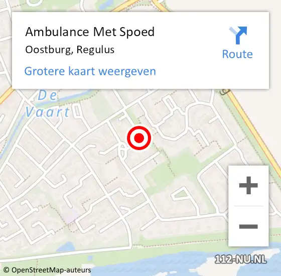 Locatie op kaart van de 112 melding: Ambulance Met Spoed Naar Oostburg, Regulus op 23 december 2015 13:42