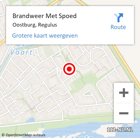 Locatie op kaart van de 112 melding: Brandweer Met Spoed Naar Oostburg, Regulus op 23 december 2015 13:48