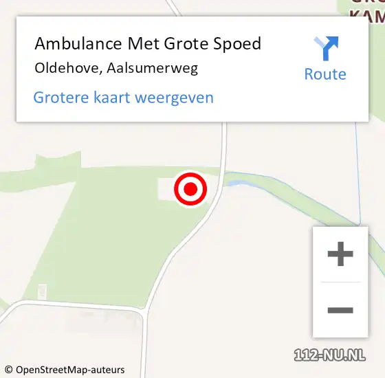 Locatie op kaart van de 112 melding: Ambulance Met Grote Spoed Naar Oldehove, Aalsumerweg op 23 december 2015 13:57