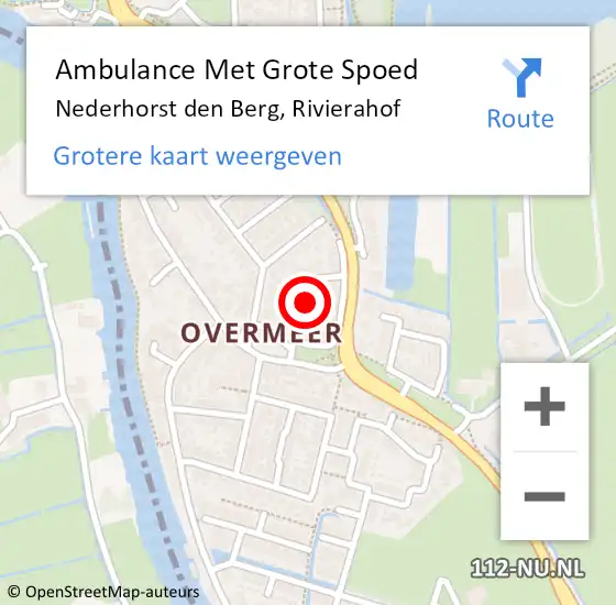 Locatie op kaart van de 112 melding: Ambulance Met Grote Spoed Naar Nederhorst den Berg, Rivierahof op 23 december 2015 15:00