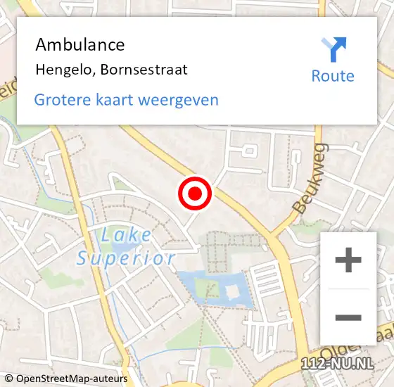 Locatie op kaart van de 112 melding: Ambulance Hengelo, Bornsestraat op 23 december 2015 15:58