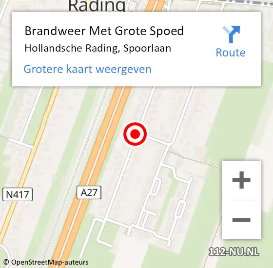 Locatie op kaart van de 112 melding: Brandweer Met Grote Spoed Naar Hollandsche Rading, Spoorlaan op 23 december 2015 17:22