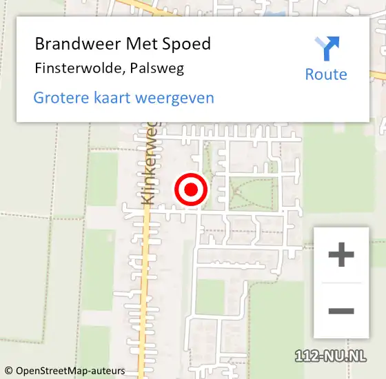 Locatie op kaart van de 112 melding: Brandweer Met Spoed Naar Finsterwolde, Palsweg op 23 december 2015 17:43