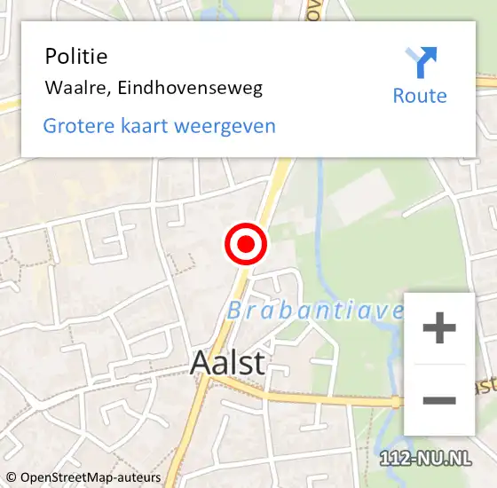 Locatie op kaart van de 112 melding: Politie Waalre, Eindhovenseweg op 23 december 2015 17:45