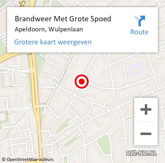 Locatie op kaart van de 112 melding: Brandweer Met Grote Spoed Naar Apeldoorn, Wulpenlaan op 23 december 2015 18:31