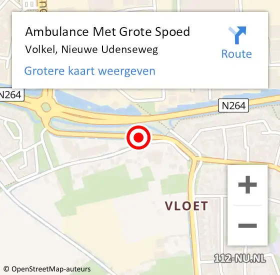 Locatie op kaart van de 112 melding: Ambulance Met Grote Spoed Naar Volkel, Nieuwe Udenseweg op 1 december 2013 05:43