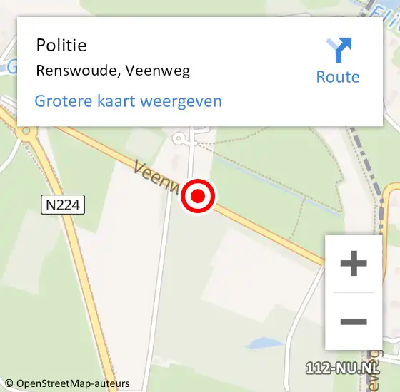 Locatie op kaart van de 112 melding: Politie Renswoude, Veenweg op 23 december 2015 20:14