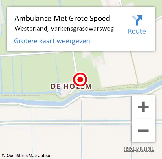 Locatie op kaart van de 112 melding: Ambulance Met Grote Spoed Naar Westerland, Varkensgrasdwarsweg op 23 december 2015 20:31