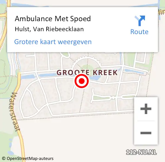 Locatie op kaart van de 112 melding: Ambulance Met Spoed Naar Hulst, Van Riebeecklaan op 23 december 2015 21:00