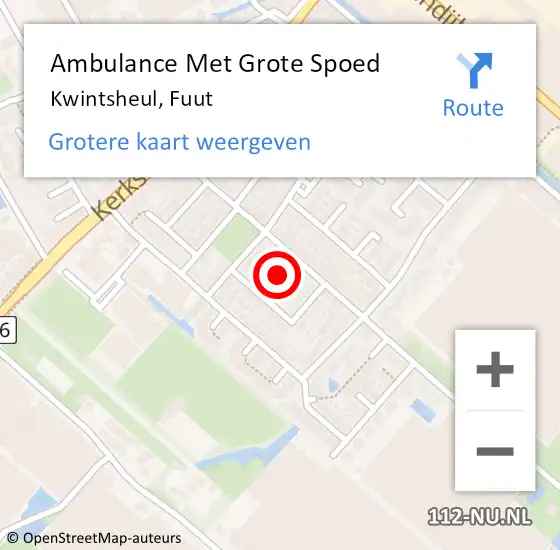 Locatie op kaart van de 112 melding: Ambulance Met Grote Spoed Naar Kwintsheul, Fuut op 23 december 2015 21:26