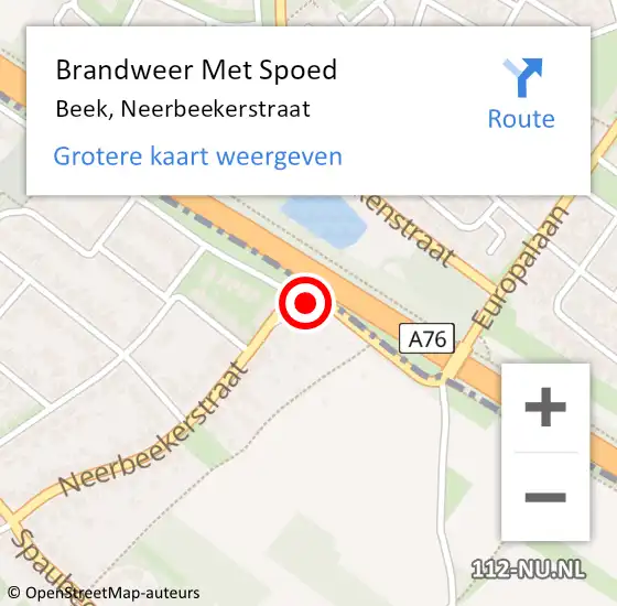 Locatie op kaart van de 112 melding: Brandweer Met Spoed Naar Beek, Neerbeekerstraat op 23 december 2015 21:33