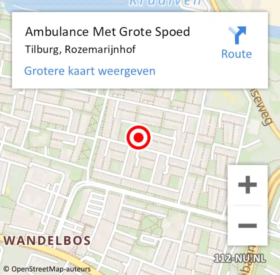 Locatie op kaart van de 112 melding: Ambulance Met Grote Spoed Naar Tilburg, Rozemarijnhof op 23 december 2015 22:08