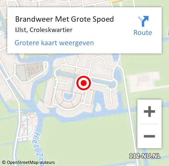 Locatie op kaart van de 112 melding: Brandweer Met Grote Spoed Naar IJlst, Croleskwartier op 23 december 2015 22:38