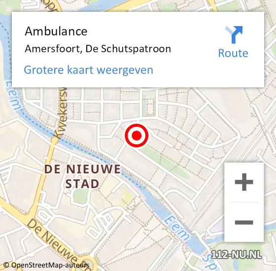 Locatie op kaart van de 112 melding: Ambulance Amersfoort, De Schutspatroon op 23 december 2015 22:49