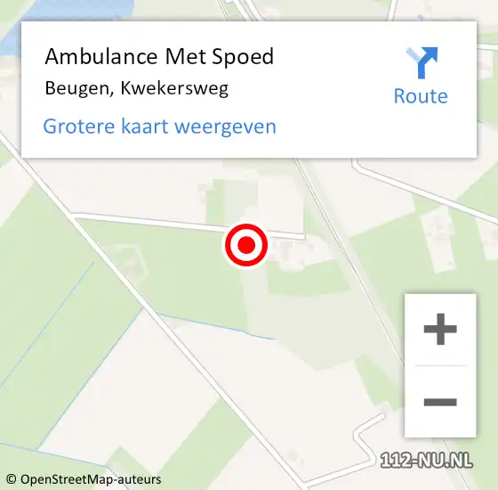 Locatie op kaart van de 112 melding: Ambulance Met Spoed Naar Beugen, Kwekersweg op 23 december 2015 23:57