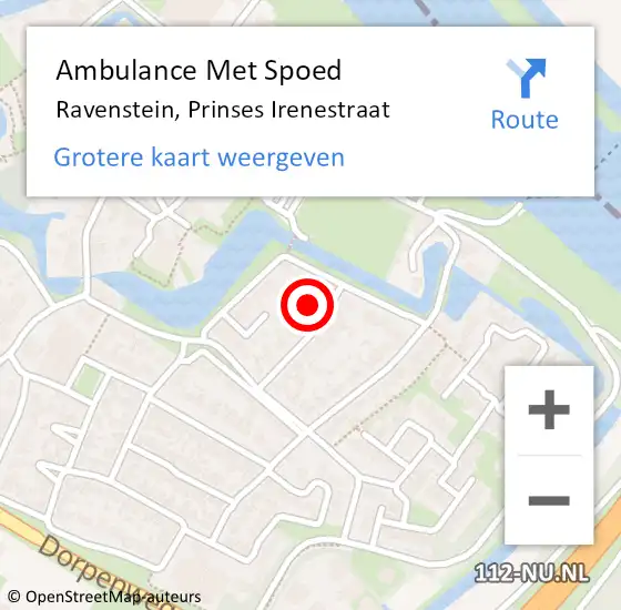 Locatie op kaart van de 112 melding: Ambulance Met Spoed Naar Ravenstein, Prinses Irenestraat op 24 december 2015 00:21