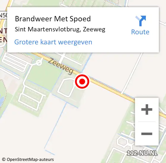 Locatie op kaart van de 112 melding: Brandweer Met Spoed Naar Sint Maartensvlotbrug, Zeeweg op 1 december 2013 06:36