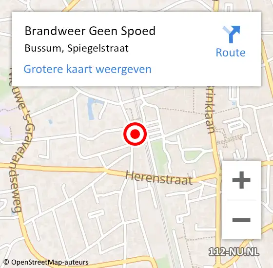 Locatie op kaart van de 112 melding: Brandweer Geen Spoed Naar Bussum, Spiegelstraat op 24 december 2015 02:18