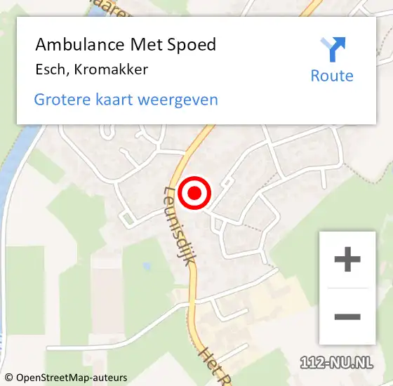 Locatie op kaart van de 112 melding: Ambulance Met Spoed Naar Esch, Kromakker op 24 december 2015 03:31