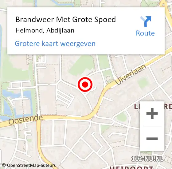 Locatie op kaart van de 112 melding: Brandweer Met Grote Spoed Naar Helmond, Abdijlaan op 24 december 2015 03:59