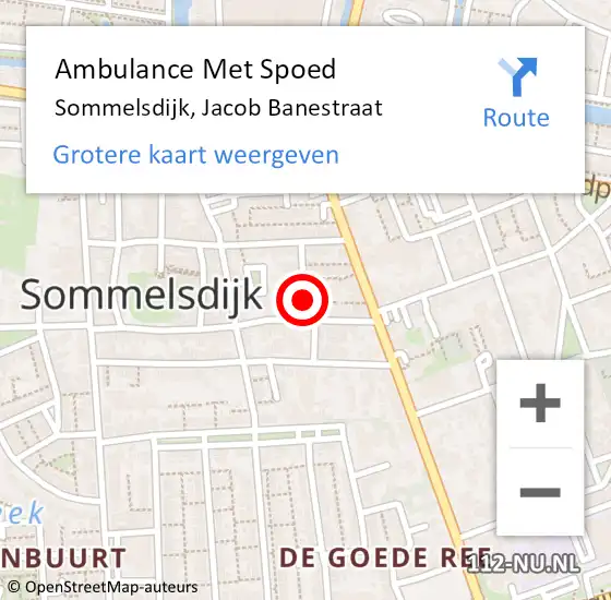 Locatie op kaart van de 112 melding: Ambulance Met Spoed Naar Sommelsdijk, Jacob Banestraat op 24 december 2015 05:00