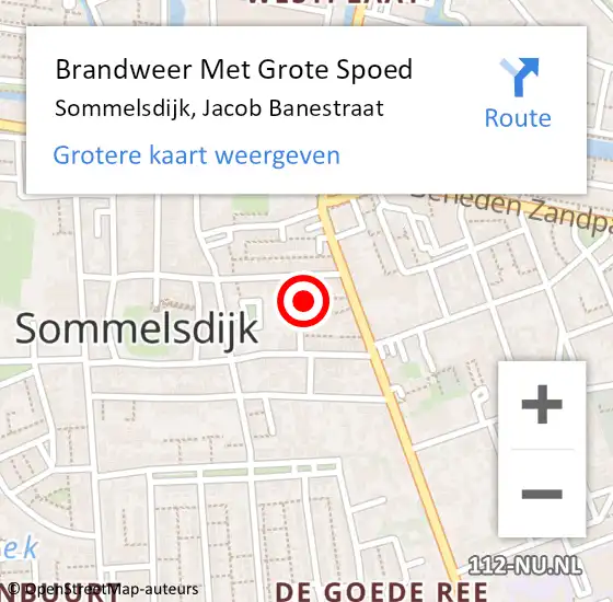 Locatie op kaart van de 112 melding: Brandweer Met Grote Spoed Naar Sommelsdijk, Jacob Banestraat op 24 december 2015 05:01