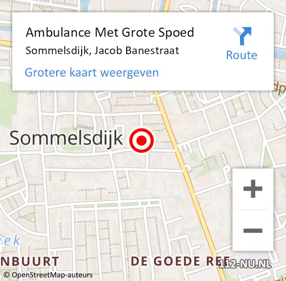 Locatie op kaart van de 112 melding: Ambulance Met Grote Spoed Naar Sommelsdijk, Jacob Banestraat op 24 december 2015 05:04