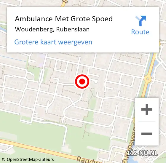 Locatie op kaart van de 112 melding: Ambulance Met Grote Spoed Naar Woudenberg, Rubenslaan op 1 december 2013 07:19