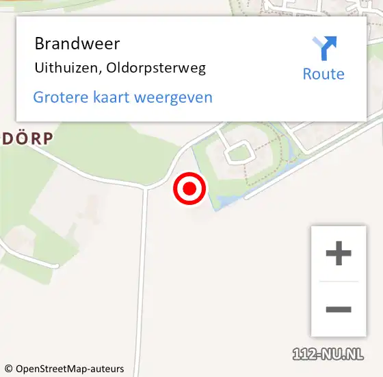 Locatie op kaart van de 112 melding: Brandweer Uithuizen, Oldorpsterweg op 24 december 2015 07:27