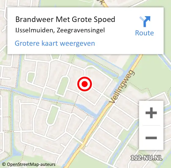 Locatie op kaart van de 112 melding: Brandweer Met Grote Spoed Naar IJsselmuiden, Zeegravensingel op 24 december 2015 07:57