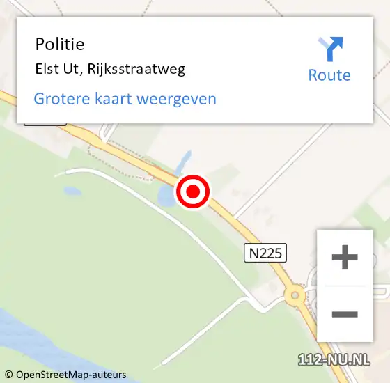 Locatie op kaart van de 112 melding: Politie Elst Ut, Rijksstraatweg op 24 december 2015 08:05