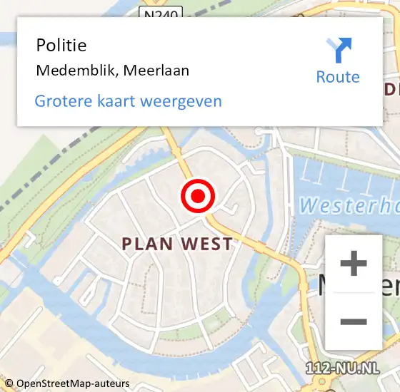 Locatie op kaart van de 112 melding: Politie Medemblik, Meerlaan op 24 december 2015 08:05