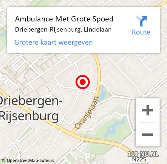 Locatie op kaart van de 112 melding: Ambulance Met Grote Spoed Naar Driebergen-Rijsenburg, Lindelaan op 24 december 2015 08:54