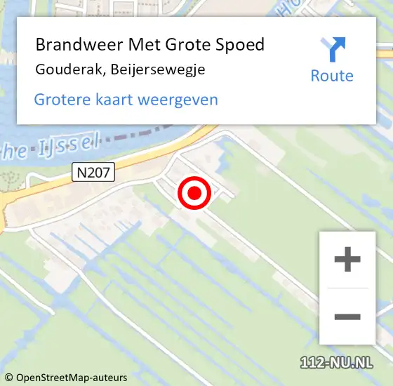 Locatie op kaart van de 112 melding: Brandweer Met Grote Spoed Naar Gouderak, Beijersewegje op 24 december 2015 12:04