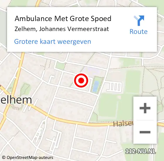 Locatie op kaart van de 112 melding: Ambulance Met Grote Spoed Naar Zelhem, Johannes Vermeerstraat op 24 december 2015 12:25
