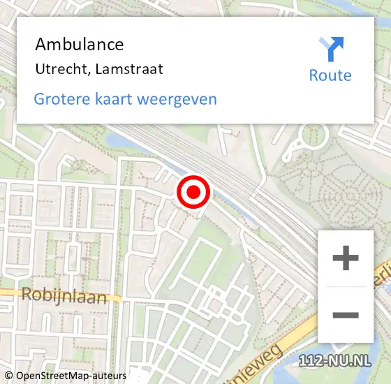 Locatie op kaart van de 112 melding: Ambulance Utrecht, Lamstraat op 24 december 2015 12:49