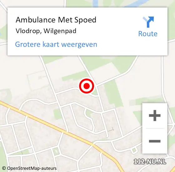 Locatie op kaart van de 112 melding: Ambulance Met Spoed Naar Vlodrop, Wilgenpad op 24 december 2015 13:25