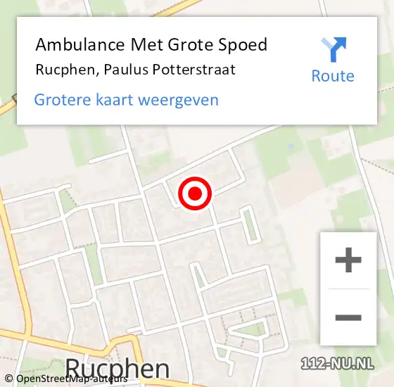 Locatie op kaart van de 112 melding: Ambulance Met Grote Spoed Naar Rucphen, Paulus Potterstraat op 1 december 2013 08:58