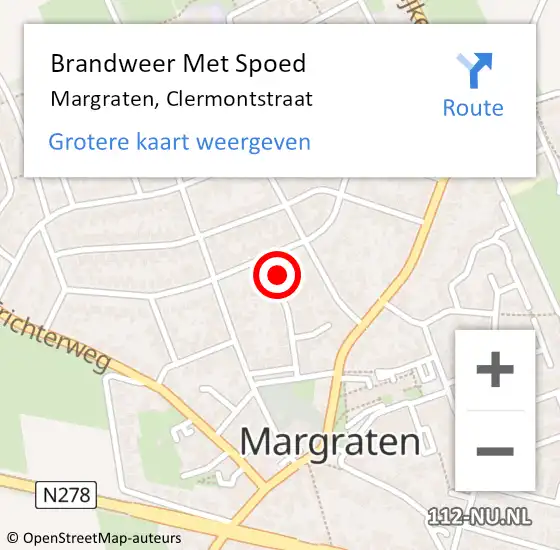 Locatie op kaart van de 112 melding: Brandweer Met Spoed Naar Margraten, Clermontstraat op 24 december 2015 13:34