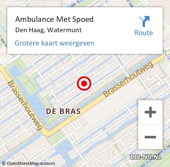 Locatie op kaart van de 112 melding: Ambulance Met Spoed Naar Den Haag, Watermunt op 24 december 2015 13:51